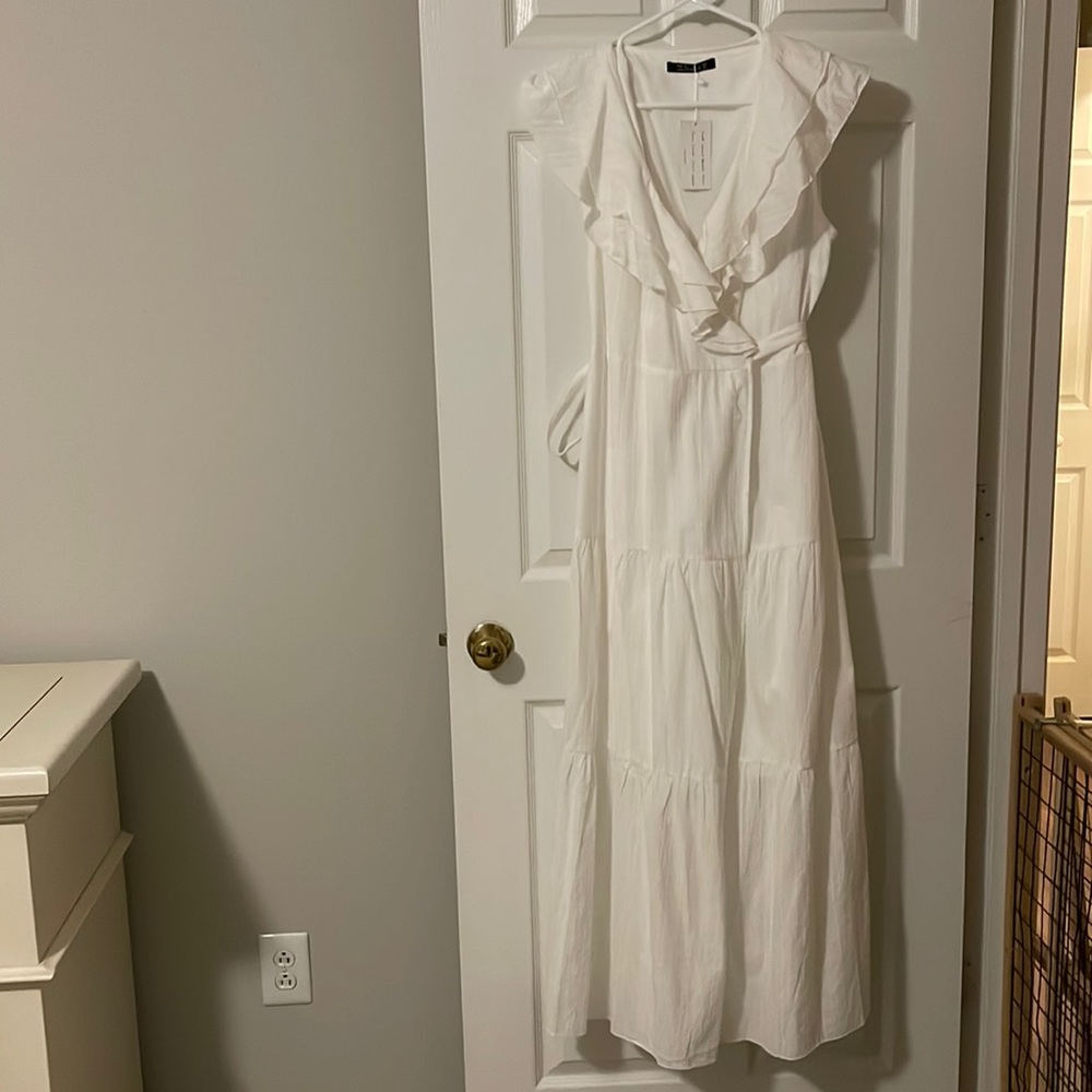 NWT white maxi wrap dress